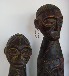 Sculptures at the Mukwa Lodge in Kitwe